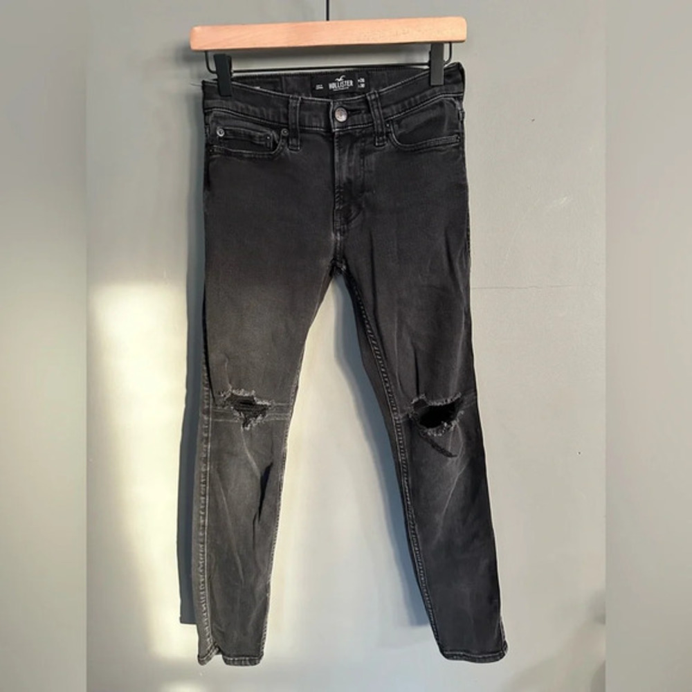 Hollister Mens Distressed‎ Faded Black Skinny Jeans. 26/30